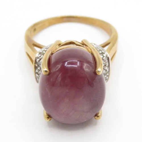 118 - 9ct Gold Star Sapphire Cocktail Ring with Diamond Set Shoulders, Hallmarked Birmingham (8.2g) Size N... 