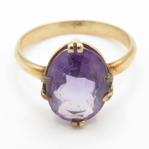 120 - 9ct Gold Amethyst Dress Ring  (2.8g) Size N 1/2