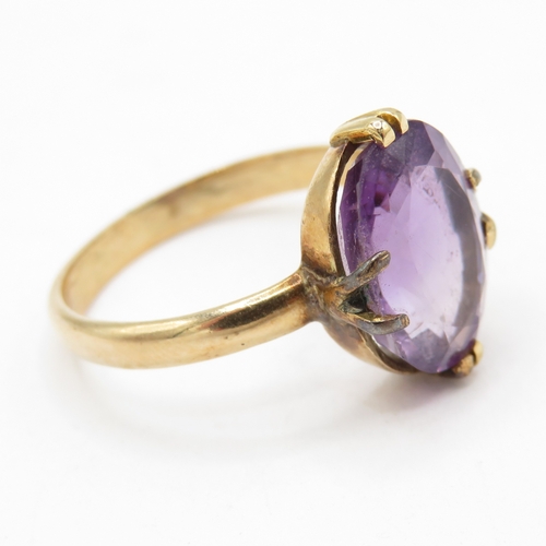 120 - 9ct Gold Amethyst Dress Ring  (2.8g) Size N 1/2