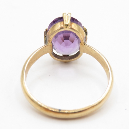 120 - 9ct Gold Amethyst Dress Ring  (2.8g) Size N 1/2
