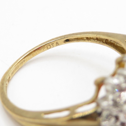 184 - 9ct gold synthetic ruby and diamond heart cluster ring  (2.3g) Size L 1/2