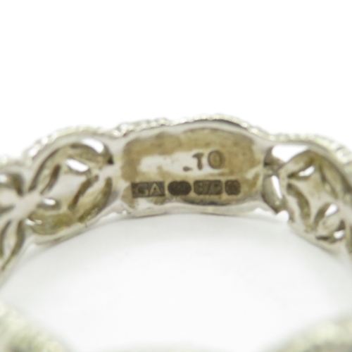 192 - 9ct white gold diamond openwork band ring  (3.8g) Size N