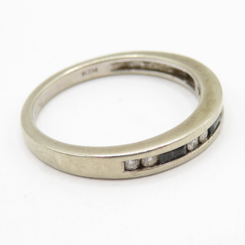 194 - 9ct white gold sapphire and diamond half eternity ring  (2.6g) Size N