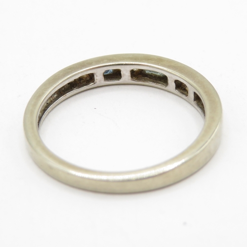 194 - 9ct white gold sapphire and diamond half eternity ring  (2.6g) Size N