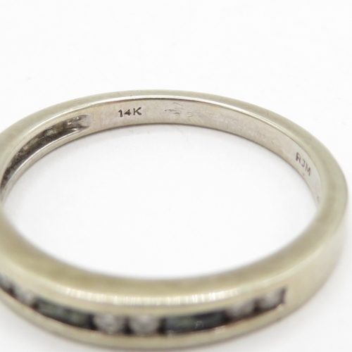 194 - 9ct white gold sapphire and diamond half eternity ring  (2.6g) Size N