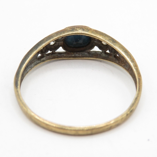 196 - 9ct gold sapphire and white gemstone  (1.7g) Size P 1/2