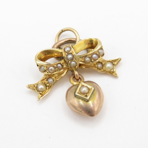 64 - Antique 9ct gold split pearl set pendant (1.4g)