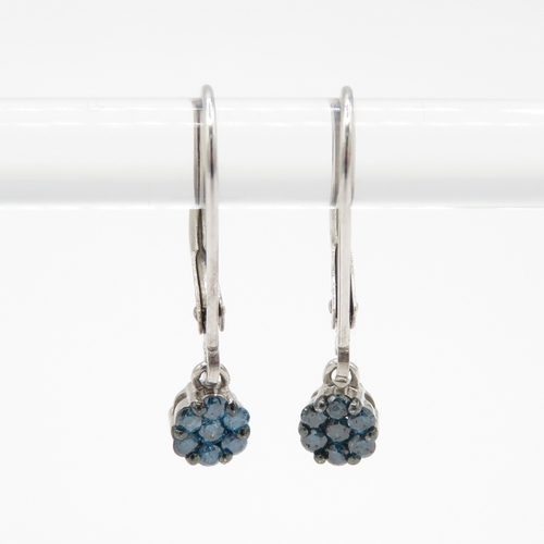 88 - 9ct gold enhanced blue diamond drop earrings (1g)