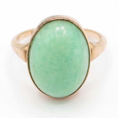 97 - 9ct gold antique cabochon cut amonzite dress ring (3.7g) Size N 1/2