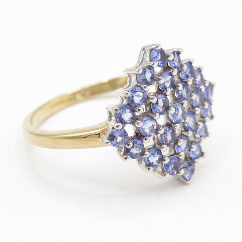 99 - 9ct Gold Iolite Cluster Ring, Hallmarked Birmingham  (2.2g) Size P