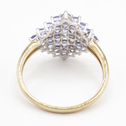 99 - 9ct Gold Iolite Cluster Ring, Hallmarked Birmingham  (2.2g) Size P