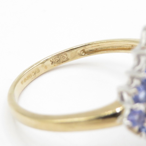 99 - 9ct Gold Iolite Cluster Ring, Hallmarked Birmingham  (2.2g) Size P