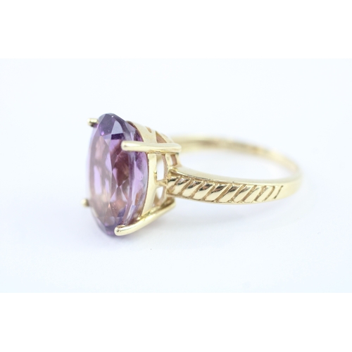 22 - 9ct gold amethyst dress ring (5g) Size R