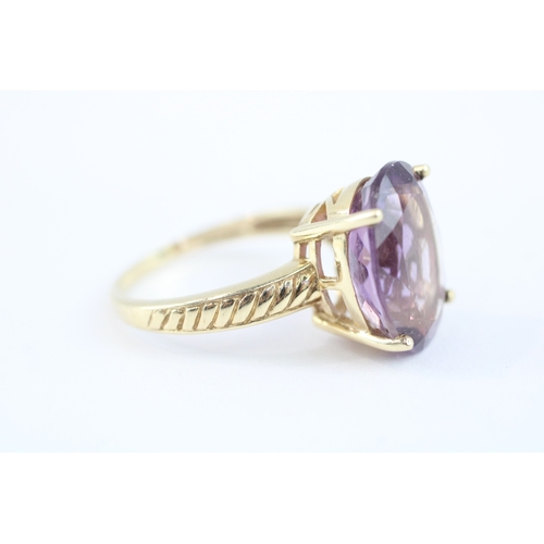 22 - 9ct gold amethyst dress ring (5g) Size R
