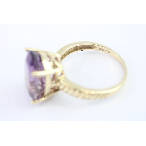 22 - 9ct gold amethyst dress ring (5g) Size R