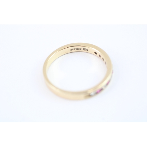 23 - 14ct gold ruby &diamond half eternity ring (2.3g) Size N