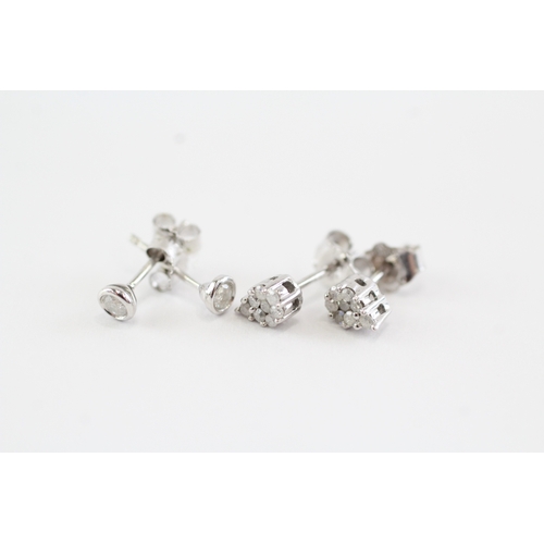 37 - 2x 9ct gold diamond stud earrings (1.2g)