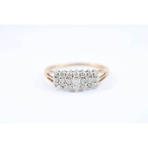 42 - 9ct gold diamond dress ring (3.7g) Size P