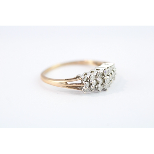 42 - 9ct gold diamond dress ring (3.7g) Size P