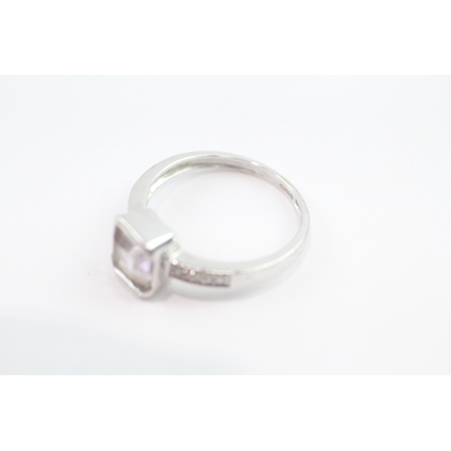 46 - 9ct gold amethyst & diamond dress ring (2.2g) Size L