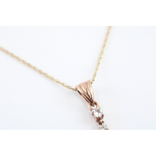 76 - 9ct gold agate & white gemstone drop pendant necklace (4.1g)