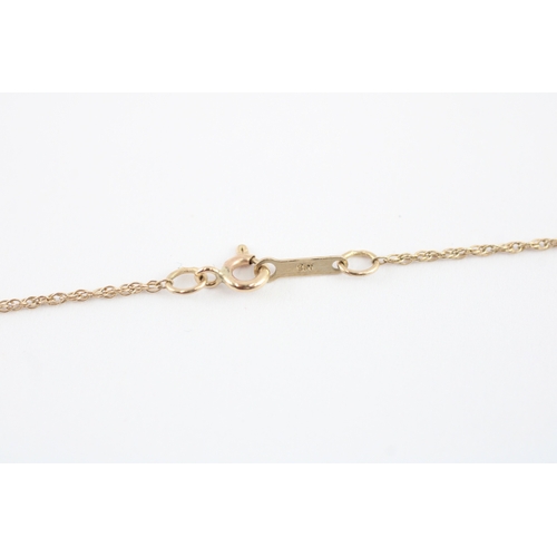 76 - 9ct gold agate & white gemstone drop pendant necklace (4.1g)