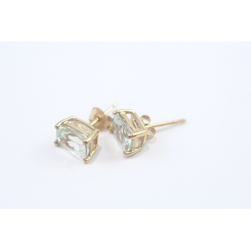 83 - 9ct gold prasiolite stud earrings (1.3g)