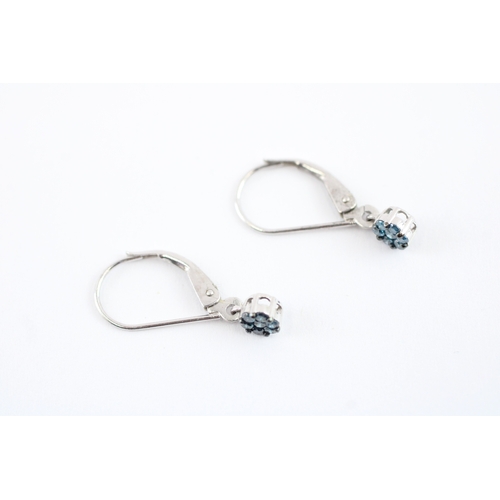 88 - 9ct gold enhanced blue diamond drop earrings (1g)