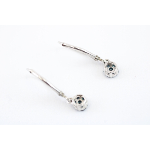 88 - 9ct gold enhanced blue diamond drop earrings (1g)