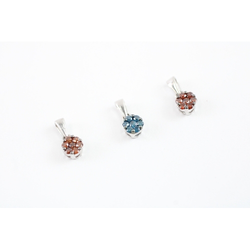 90 - 3x 9ct gold enhanced vari-hue diamond pendant (1g)