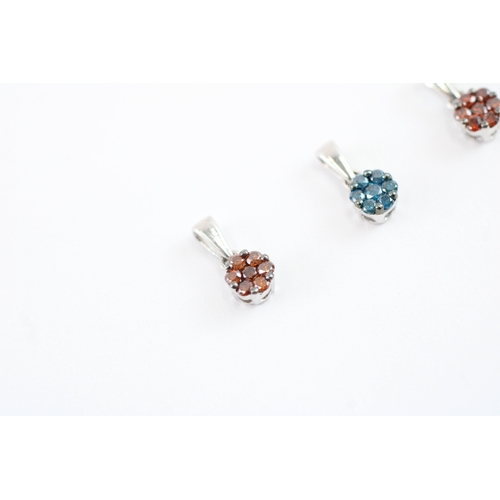 90 - 3x 9ct gold enhanced vari-hue diamond pendant (1g)