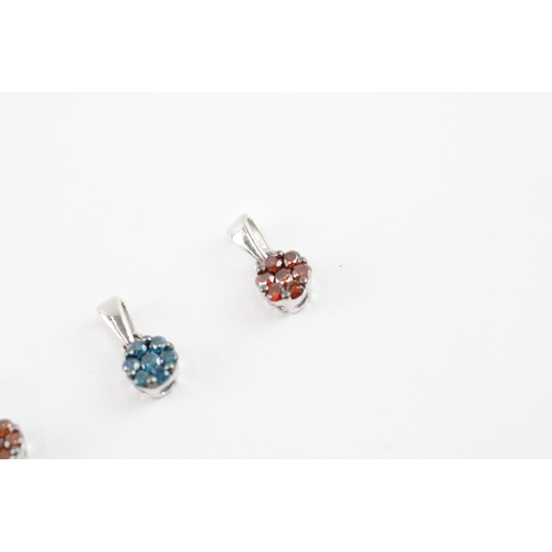 90 - 3x 9ct gold enhanced vari-hue diamond pendant (1g)