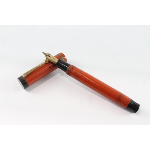 Vintage Parker Duofold 'The Big Red' Fountain Pen 14ct Gold Nib Writing