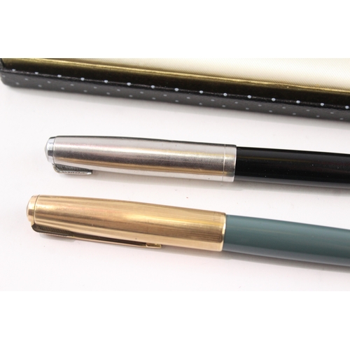 3 x Vintage Parker 51 Fountain Pens w/ 14ct Gold Nibs WRITING Inc Gold ...