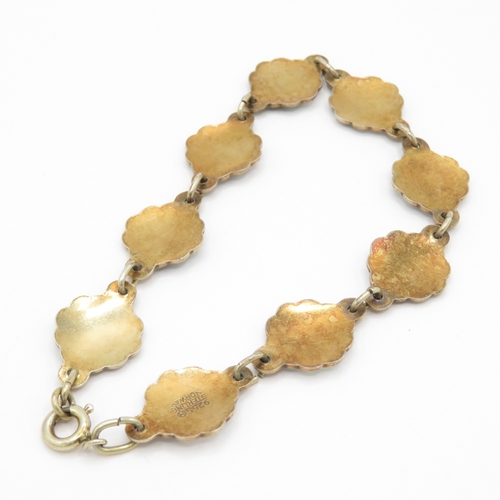 202 - Sterling Silver Ivar T Hoth Bracelet, w/ Enamel, Floral (13g)