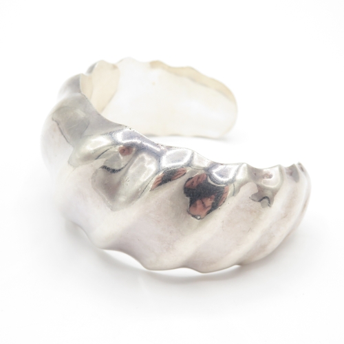 206 - Sterling Silver Modernist Torque Bangle (46g)
