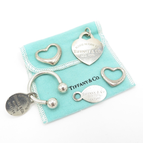 209 - Collection of Sterling Silver Tiffany & Co Accessories, inc. Heart, Tag x 5 (50g)