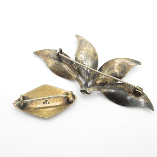 210 - Collection of Sterling Silver Scandi Brooches inc. Hjortdahl, David Andersen, Enamel, Viking x 2 (15... 