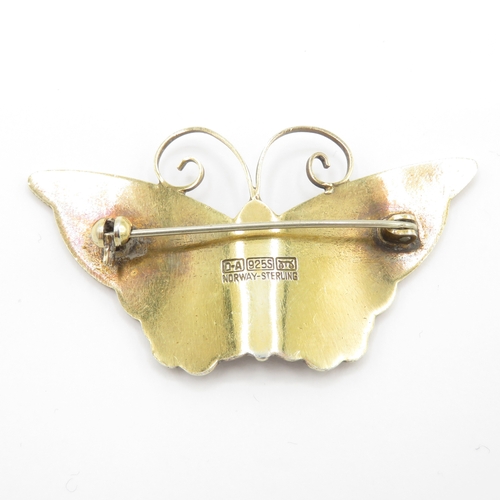 216 - Sterling Silver David Anderson Butterfly Brooch, w/ Enamel (15g)