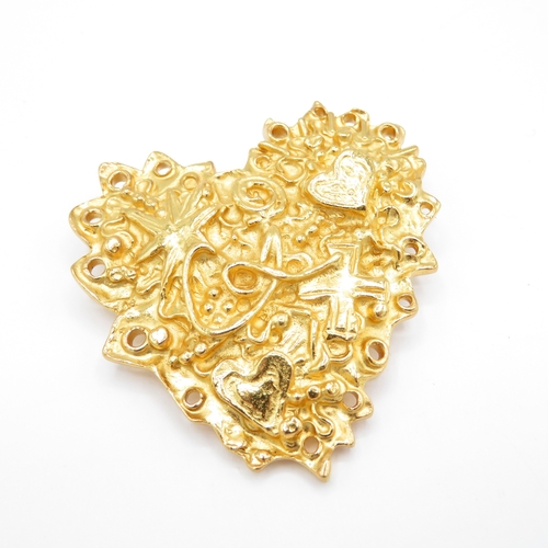 225 - Christian Lacroix Gold Tone Heart Brooch (30g)