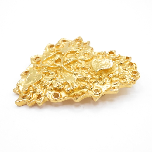 225 - Christian Lacroix Gold Tone Heart Brooch (30g)