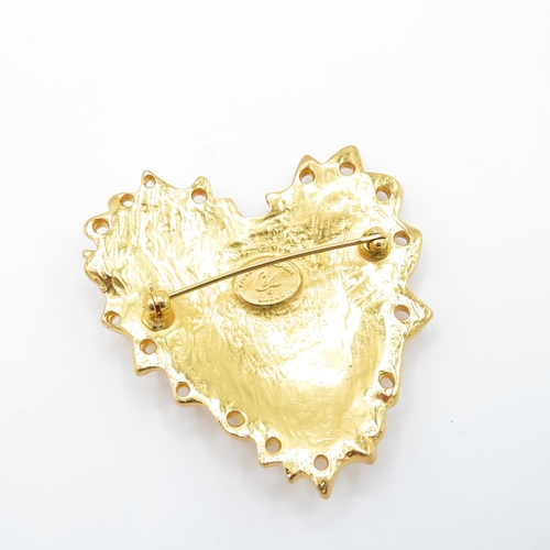 225 - Christian Lacroix Gold Tone Heart Brooch (30g)
