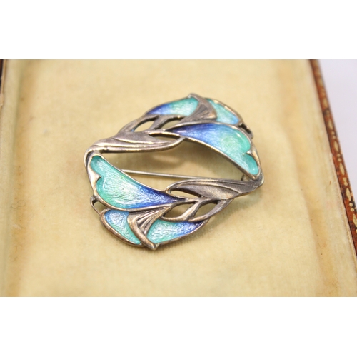 251 - Pat Cheney Sterling Silver Enamel Brooch Chenevive Collection w/ Box (9g)