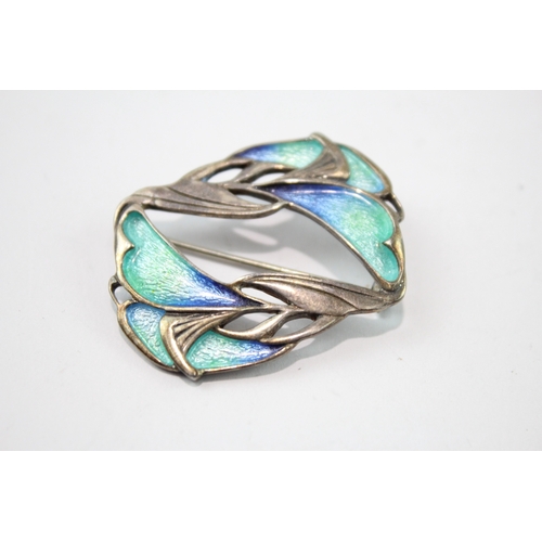 251 - Pat Cheney Sterling Silver Enamel Brooch Chenevive Collection w/ Box (9g)