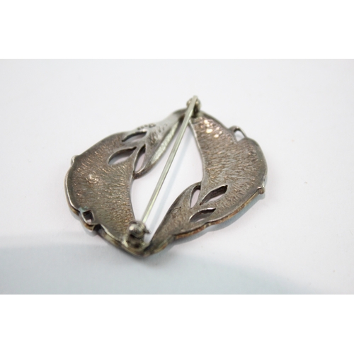 251 - Pat Cheney Sterling Silver Enamel Brooch Chenevive Collection w/ Box (9g)