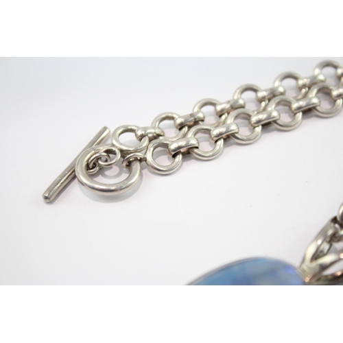 253 - Sterling Silver Moonstone Pendant Necklace (78g)