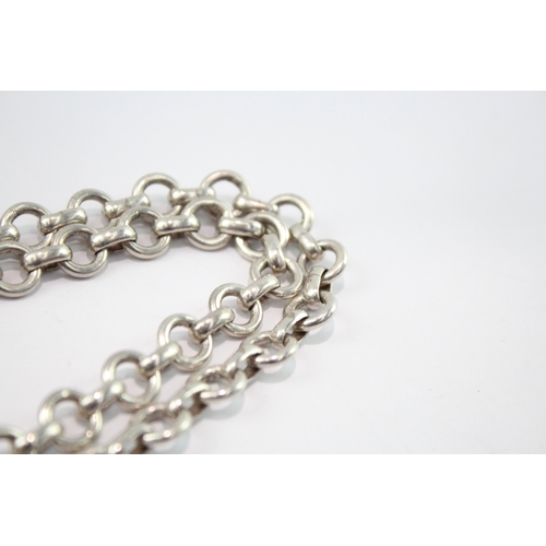 253 - Sterling Silver Moonstone Pendant Necklace (78g)