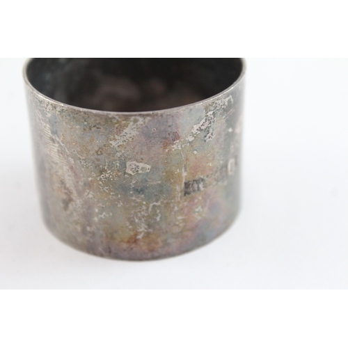 350 - Vintage .925 Sterling Silver Enamel Detailed Floral Napkin Ring 36g