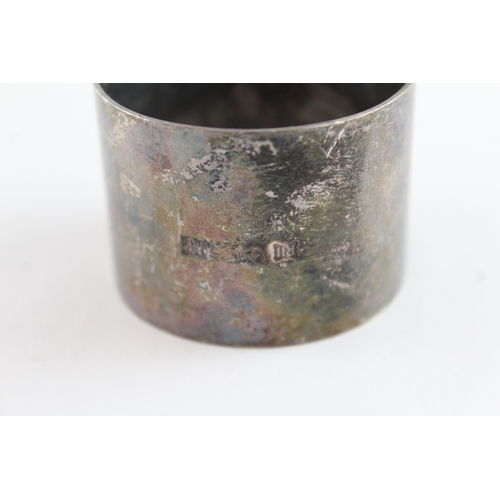 350 - Vintage .925 Sterling Silver Enamel Detailed Floral Napkin Ring 36g