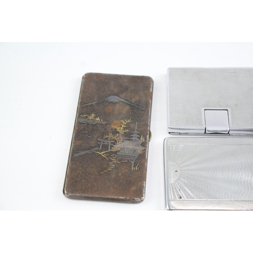 408 - Antique Cigarette Cases EPNS Brass Damascene South Asian